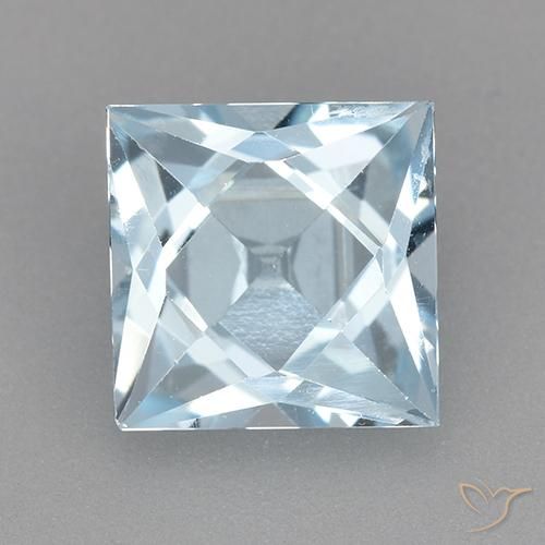 2.10ct Натуральный Небесно Голубой Топаз, Квадрат, Чистота VVS