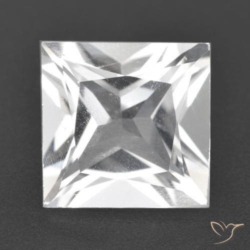 4.42ct Натуральный Белый Топаз, Квадрат, VVS-VS