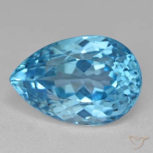 15.71ct Натуральный Свисс-Блю Топаз, Форма груши, VVS-VS