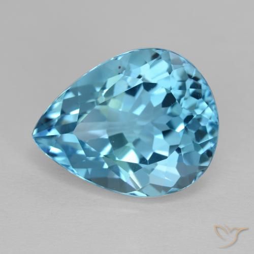 14.30ct Натуральный Свисс-Блю Топаз, Форма груши, VVS-VS