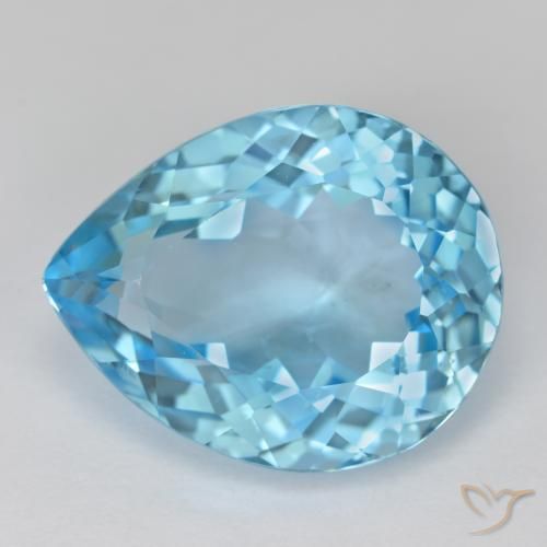 16.84ct Натуральный Небесно Голубой Топаз, Форма груши, VVS-VS
