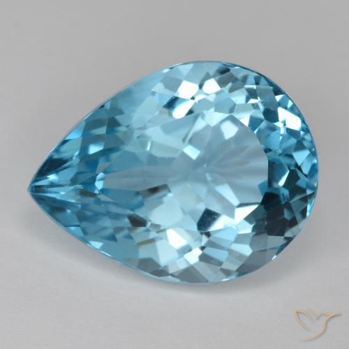 18.47ct Натуральный Свисс-Блю Топаз, Форма груши, VVS-VS