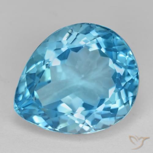 18.72ct Натуральный Свисс-Блю Топаз, Форма груши, VVS-VS