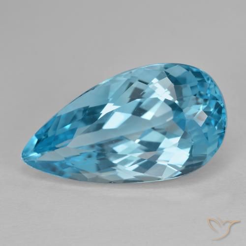 15.43ct Натуральный Свисс-Блю Топаз, Форма груши, VVS-VS