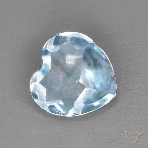 2.19ct Натуральный Небесно Голубой Топаз, Сердце, Прозрачный