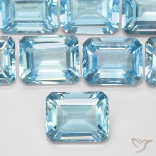 3.95ct Натуральный Свисс-Блю Топаз, Изумрудная огранка, VVS-VS