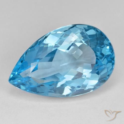 26.23ct Натуральный Небесно Голубой Топаз, Форма груши, VVS-VS