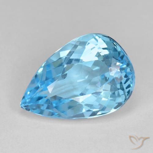 12.05ct Натуральный Небесно Голубой Топаз, Форма груши, VVS-VS