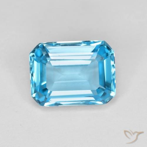 2.04ct Натуральный Свисс-Блю Топаз, Изумрудная огранка, Чистота VVS