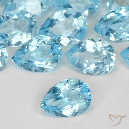 0.82ct Натуральный Небесно Голубой Топаз, Форма груши, Чистота VS