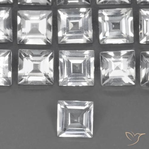 0.58ct Натуральный Ясно Белый Топаз, Квадрат, VVS-VS