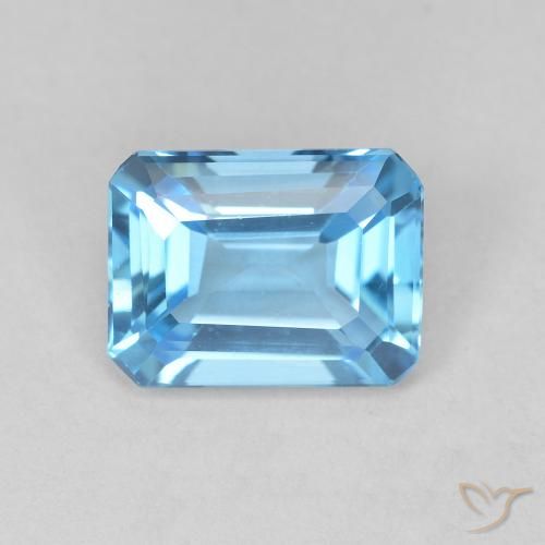 1.84ct Натуральный Небесно Голубой Топаз, Изумрудная огранка, Чистота VVS