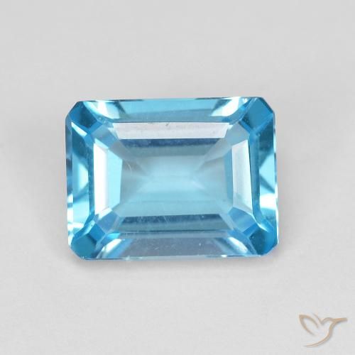 1.95ct Натуральный Свисс-Блю Топаз, Изумрудная огранка, Чистота VVS