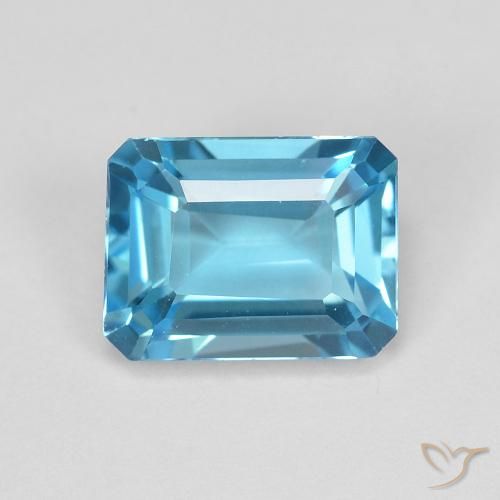 2.06ct Натуральный Свисс-Блю Топаз, Изумрудная огранка, Чистота VVS