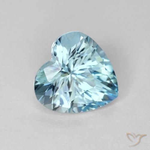 2.87ct Натуральный Небесно Голубой Топаз, Сердце, Чистота VVS