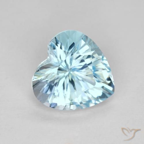 3.03ct Натуральный Небесно Голубой Топаз, Сердце, VVS-VS
