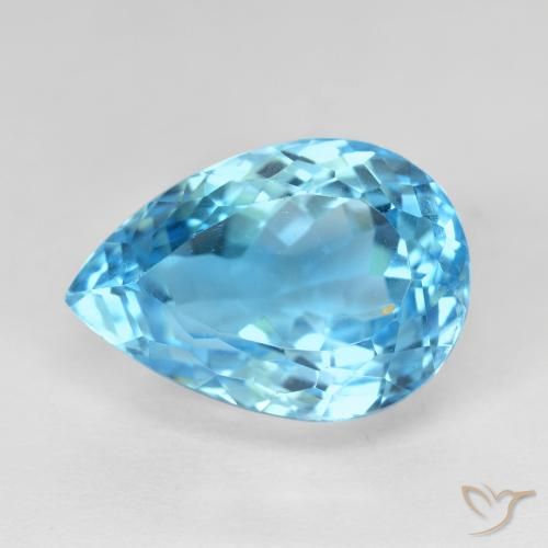 16.12ct Натуральный Свисс-Блю Топаз, Форма груши, Чистота VVS