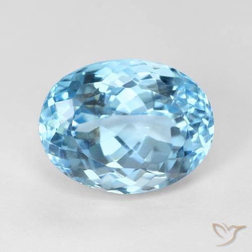 10.16ct Натуральный Небесно Голубой Топаз, Овал, VVS-VS