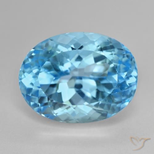 21.41ct Натуральный Свисс-Блю Топаз, Овал, VVS-VS