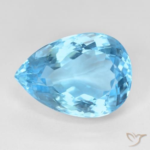 15.36ct Натуральный Свисс-Блю Топаз, Форма груши, Чистота VS