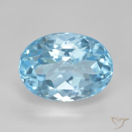 12.59ct Натуральный Свисс-Блю Топаз, Овал, Чистота VVS