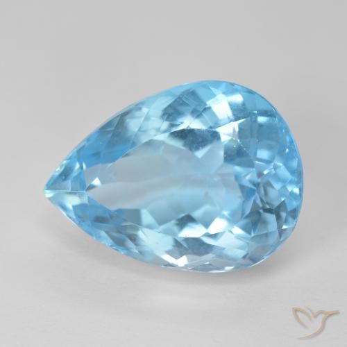 12.83ct Натуральный Свисс-Блю Топаз, Форма груши, VVS-VS