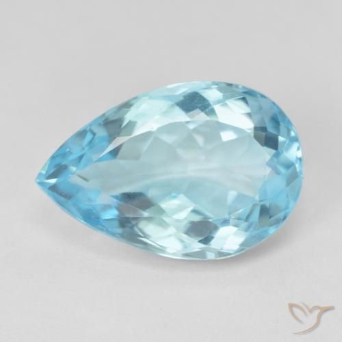 10.12ct Натуральный Небесно Голубой Топаз, Форма груши, Чистота VVS