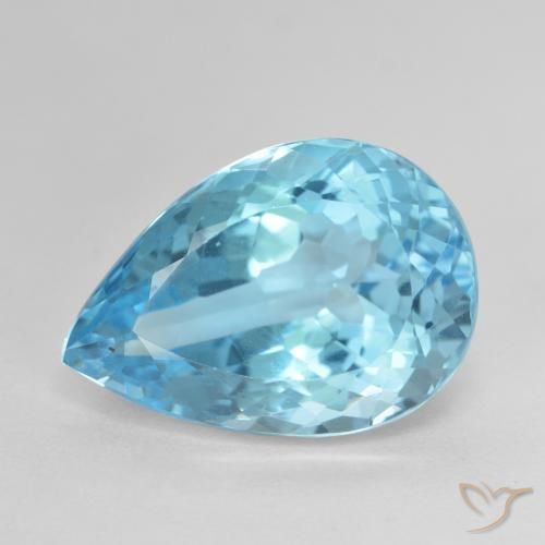 12.53ct Натуральный Свисс-Блю Топаз, Форма груши, Чистота VVS