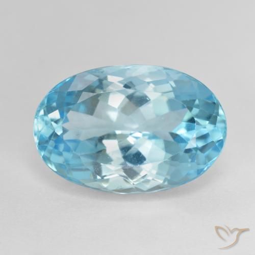 13.40ct Натуральный Небесно Голубой Топаз, Овал, Чистота VS