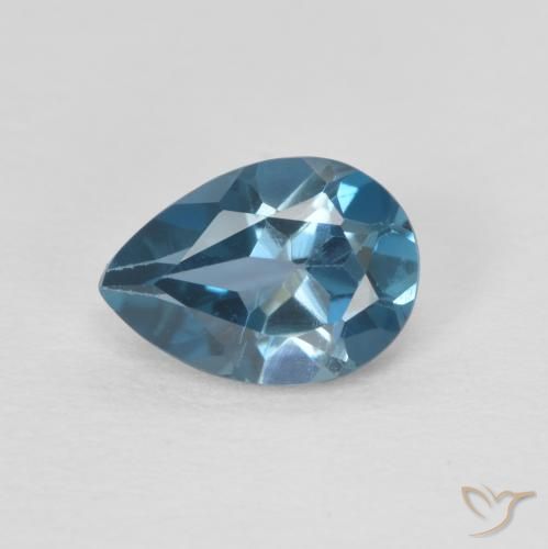 0.82ct Натуральный Лондон-Блю Топаз, Форма груши, Чистота VVS
