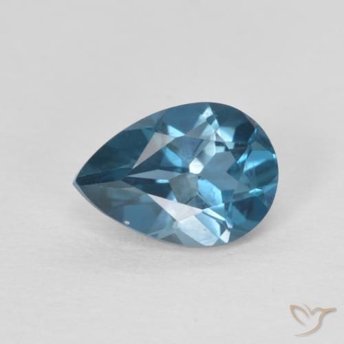 0.85ct Натуральный Лондон-Блю Топаз, Форма груши, Чистота VVS