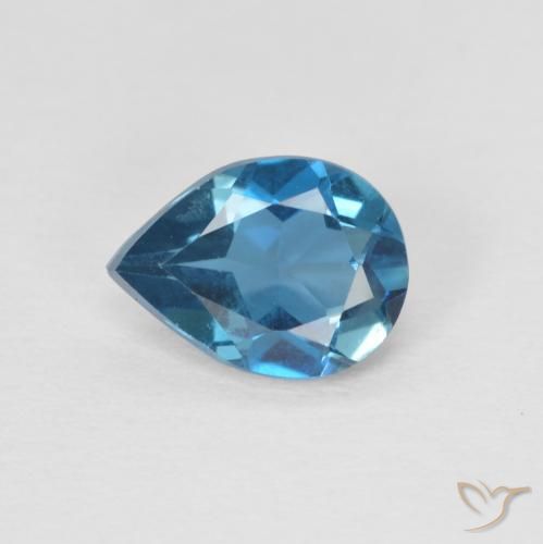 0.80ct Натуральный Лондон-Блю Топаз, Форма груши, Чистота VVS