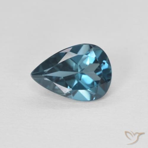 0.75ct Натуральный Лондон-Блю Топаз, Форма груши, Чистота VVS