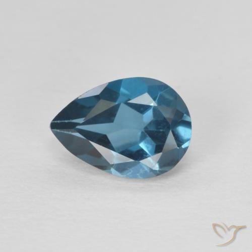 0.88ct Натуральный Лондон-Блю Топаз, Форма груши, Чистота VVS