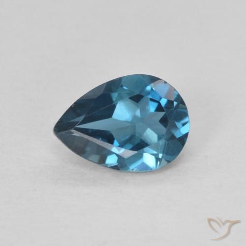 0.82ct Натуральный Лондон-Блю Топаз, Форма груши, Чистота VS