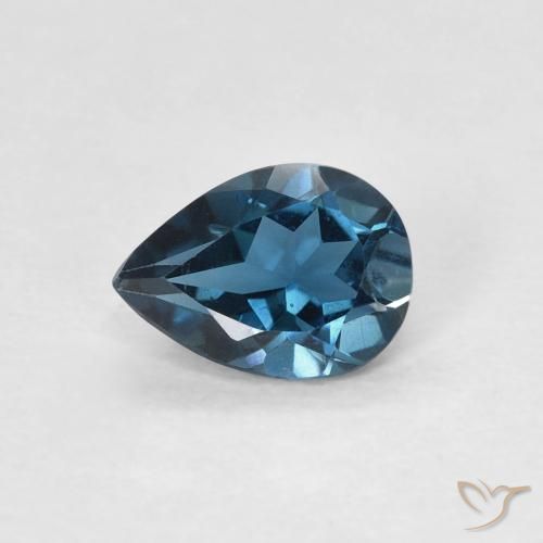 0.75ct Натуральный Лондон-Блю Топаз, Форма груши, VVS-VS