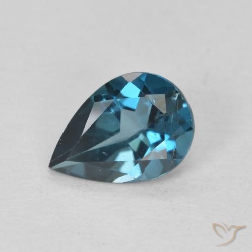 0.74ct Натуральный Лондон-Блю Топаз, Форма груши, VVS-VS