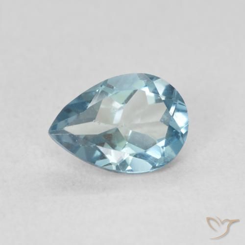 0.86ct Натуральный Небесно Голубой Топаз, Форма груши, VVS-VS