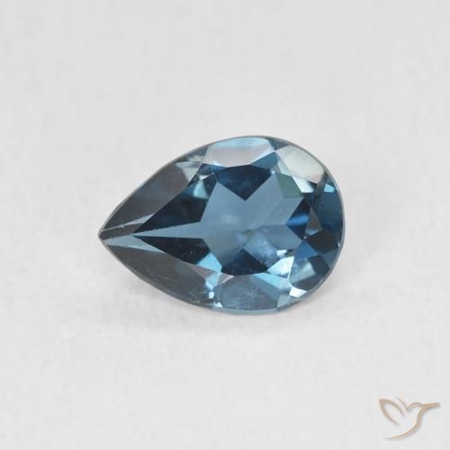 0.71ct Натуральный Лондон-Блю Топаз, Форма груши, VVS-VS