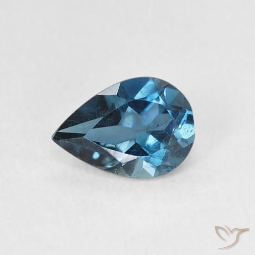 0.79ct Натуральный Лондон-Блю Топаз, Форма груши, Чистота VS