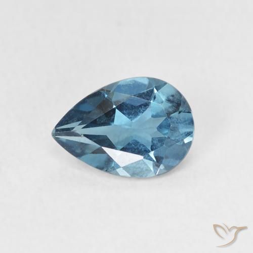 0.76ct Натуральный Лондон-Блю Топаз, Форма груши, Чистота VS