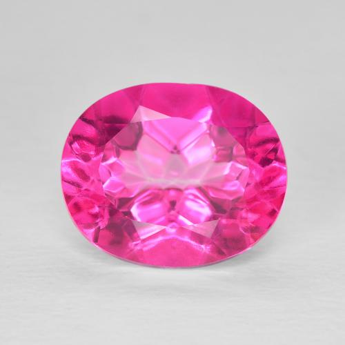 6.38ct Натуральный Ярко-розовый Топаз, Овал, VVS-VS
