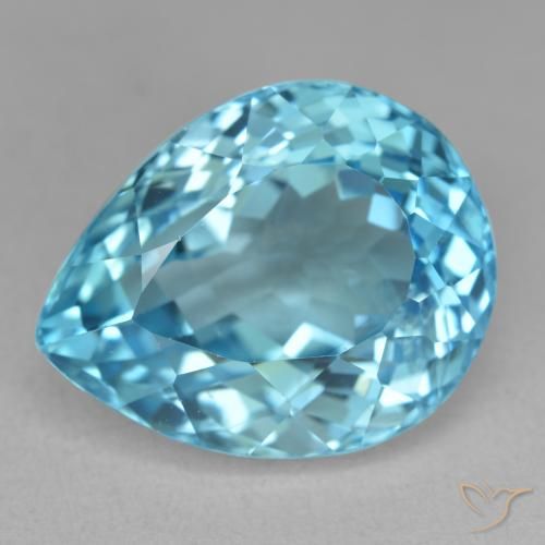 21.84ct Натуральный Свисс-Блю Топаз, Форма груши, VVS-VS