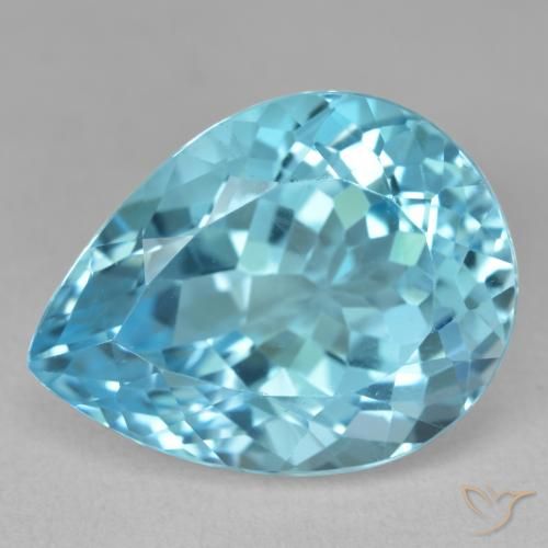20.41ct Натуральный Свисс-Блю Топаз, Форма груши, VVS-VS
