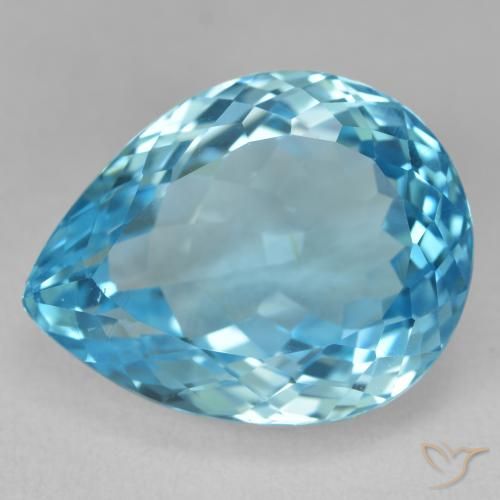 25.41ct Натуральный Свисс-Блю Топаз, Форма груши, VVS-VS