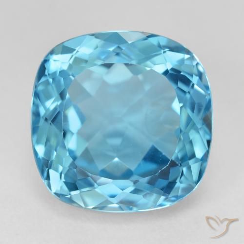 21.83ct Натуральный Свисс-Блю Топаз, Подушка, VVS-VS