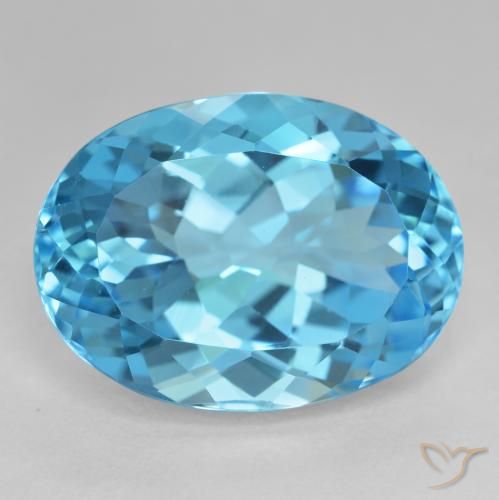 27.52ct Натуральный Свисс-Блю Топаз, Овал, VVS-VS