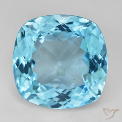 29.54ct Натуральный Свисс-Блю Топаз, Подушка, VVS-VS