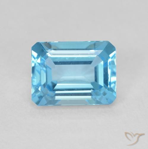 1.97ct Натуральный Свисс-Блю Топаз, Изумрудная огранка, VVS-VS
