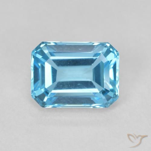2.16ct Натуральный Свисс-Блю Топаз, Изумрудная огранка, VVS-VS